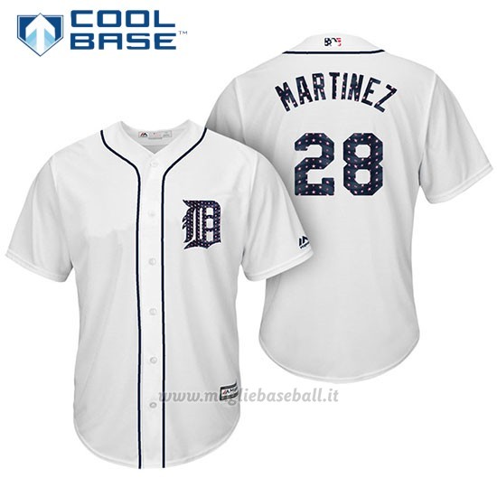 Maglia Baseball Uomo Detroit Tigers 2017 Estrellas y Rayas J.d. Martinez Bianco Cool Base